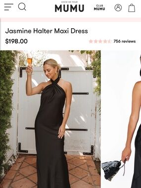 Bridesmaids Jasmine Halter Maxi Dress in Black